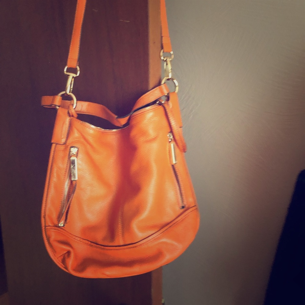 B Makowsky orange leather handbag
